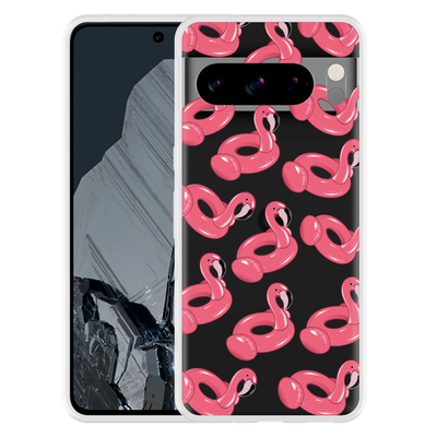 Cazy Hoesje geschikt voor Google Pixel 8 Pro Inflatable Flamingos