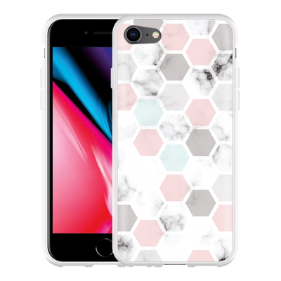 Cazy Hoesje geschikt voor iPhone 8 - Marmer Honeycomb