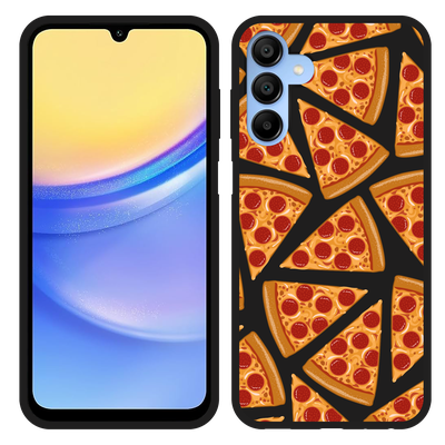 Cazy Hoesje Zwart geschikt voor Samsung Galaxy A15 4G/5G Pizza Party