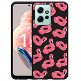Hoesje Zwart geschikt voor Xiaomi Redmi Note 12 4G Inflatable Flamingos