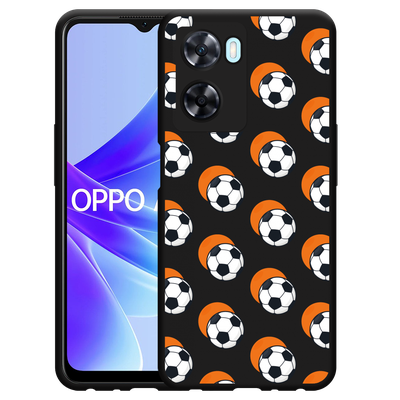 Cazy Hoesje Zwart geschikt voor Oppo A57s - Soccer Ball Orange