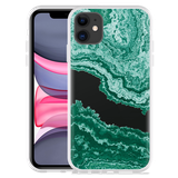Hoesje geschikt voor iPhone 11 - Turquoise Marble Art