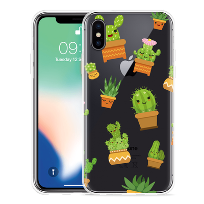 Cazy Hoesje geschikt voor iPhone X - Happy Cactus
