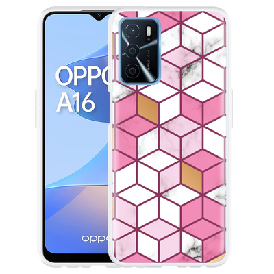 Cazy Hoesje geschikt voor Oppo A16/A16s - Pink White Marble