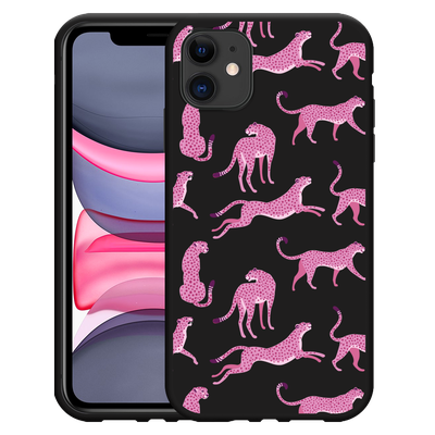 Cazy Hoesje Zwart geschikt voor iPhone 11 Roze Cheeta's