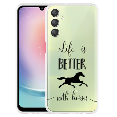 Cazy Hoesje geschikt voor Samsung Galaxy A24 4G Life is Better with Horses