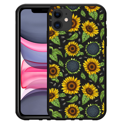 Cazy Hoesje Zwart geschikt voor iPhone 11 Sunflowers