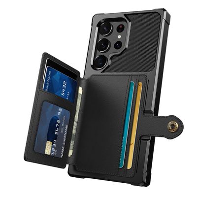 Cazy Magnetic Card Hoesje geschikt voor Samsung Galaxy S23 Ultra - Zwart