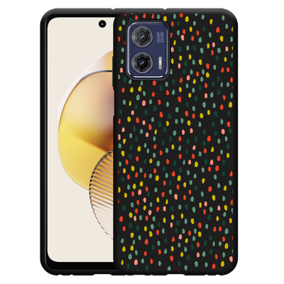 Cazy Hoesje Zwart geschikt voor Motorola Moto G73 Happy Dots
