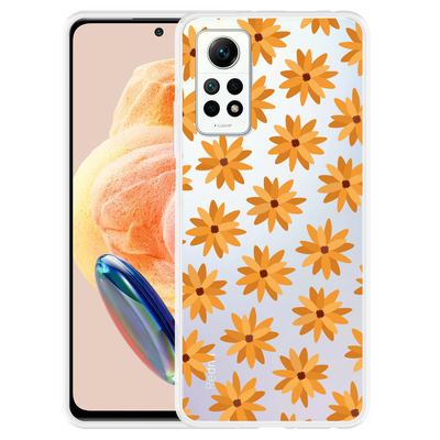 Cazy Hoesje geschikt voor Xiaomi Redmi Note 12 Pro 4G Oranje Bloemen