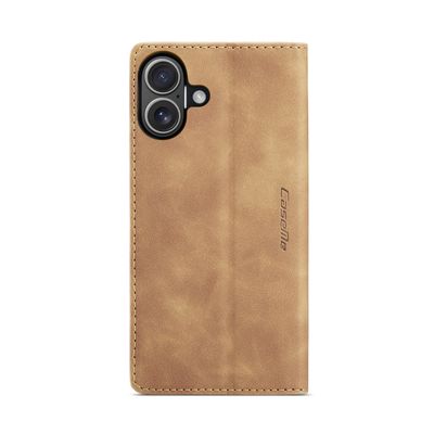 Caseme Hoesje geschikt voor iPhone 16 - Retro Wallet Case - Bruin