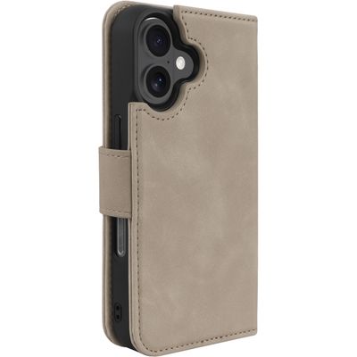 Cazy Uitneembare 2-in-1 Bookcase geschikt voor iPhone 16 - geschikt voor Magsafe - Hoesje met Pasjeshouder - Taupe