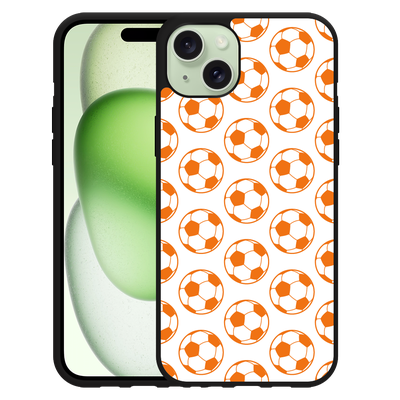 Cazy Hardcase Hoesje geschikt voor iPhone 15 Plus Orange Soccer Balls