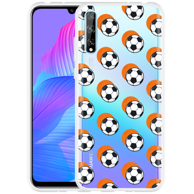 Cazy Hoesje geschikt voor Huawei P Smart S - Soccer Ball Orange