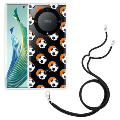 Cazy Hoesje met koord geschikt voor Honor Magic5 Lite Soccer Ball Orange