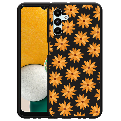 Cazy Hoesje Zwart geschikt voor Samsung Galaxy A13 5G - Oranje Bloemen