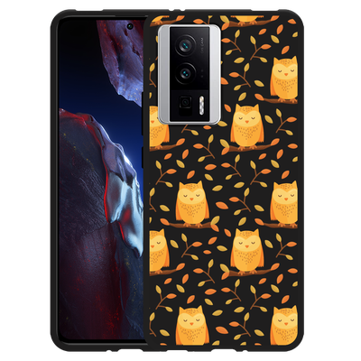 Cazy Hoesje Zwart geschikt voor Poco F5 Pro Cute Owls