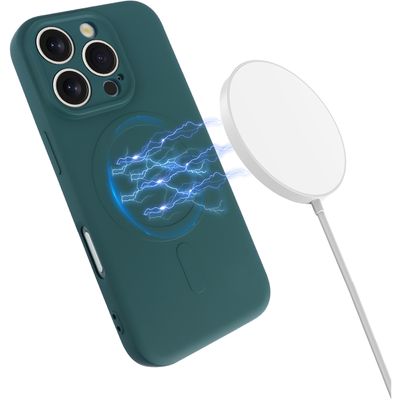 Cazy Soft Color TPU Hoesje geschikt voor iPhone 16 Pro - met Magnetische Ring - geschikt voor Magsafe - Groen