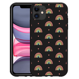 Hoesje Zwart geschikt voor iPhone 11 Regenboog Patroon