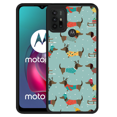 Cazy Hardcase hoesje geschikt voor Motorola Moto G10 - Winterse Teckels