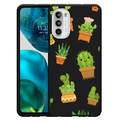 Cazy Hoesje Zwart geschikt voor Motorola Moto G52 - Happy Cactus