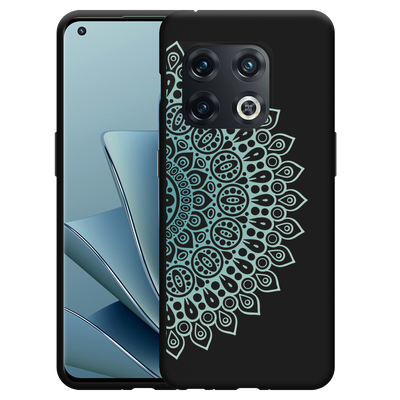 Cazy Hoesje Zwart geschikt voor OnePlus 10 Pro - Turqoise Mandala