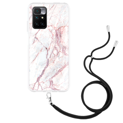 Cazy Hoesje met Koord geschikt voor Xiaomi Redmi 10 2022 - White Pink Marble