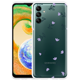 Cazy Hoesje geschikt voor Samsung Galaxy A04s - Paarse Bloemen