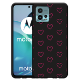 Hoesje Zwart geschikt voor Motorola Moto G72 - Kleine Hartjes