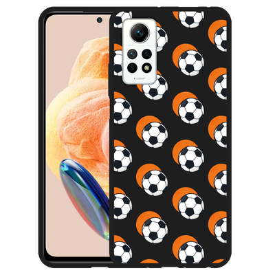 Cazy Hoesje Zwart geschikt voor Xiaomi Redmi Note 12 Pro 4G Soccer Ball Orange