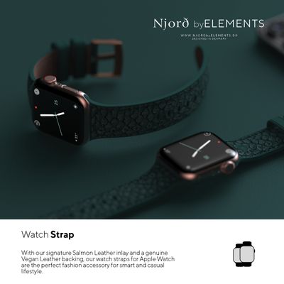 Njord Collections Zalm Leder Smartwatchband geschikt voor Apple Watch 44mm/45mm/Ultra - Groen