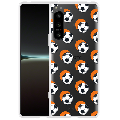 Cazy Hoesje geschikt voor Sony Xperia 5 IV - Soccer Ball Orange