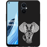 Cazy Hoesje Zwart geschikt voor Oppo Reno8 Lite - Mandala Elephant