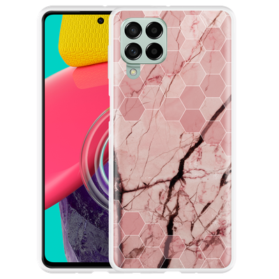 Cazy Hoesje geschikt voor Samsung Galaxy M53 - Pink Marble