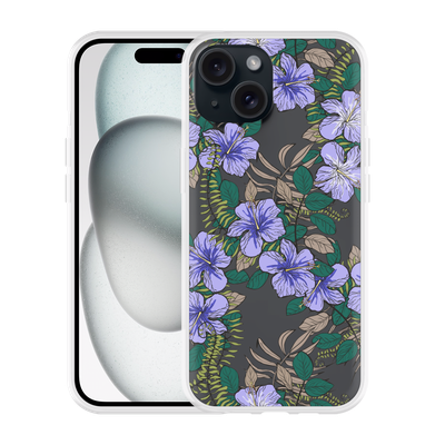 Cazy Hoesje geschikt voor iPhone 15 Purple Flowers