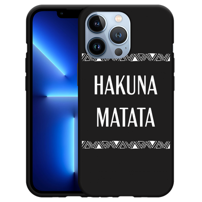 Cazy Hoesje Zwart geschikt voor iPhone 13 Pro - Hakuna Matata white
