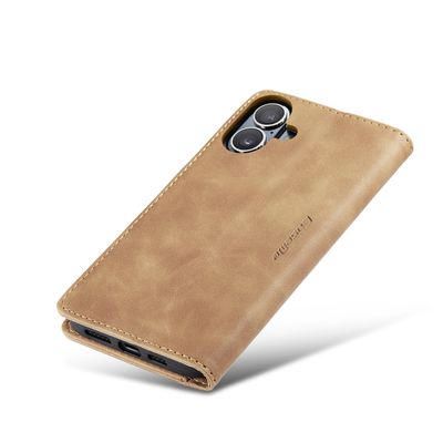 Caseme Hoesje geschikt voor iPhone 16 - Retro Wallet Case - Bruin