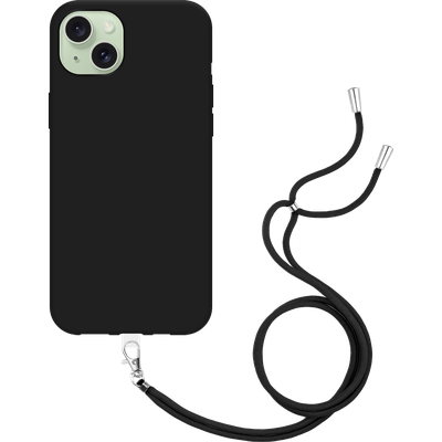 Just in Case iPhone 15 Plus - Soft TPU Case with Necklace Strap - Black