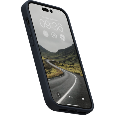 Njord Collections Zalm Leder Case - Hoesje geschikt voor iPhone 14 Pro - Donkergrijs