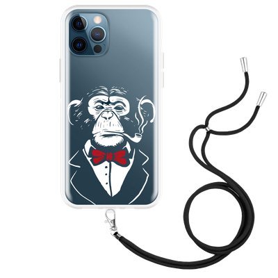 Cazy Hoesje met Koord geschikt voor iPhone 12 Pro - Smoking Chimp