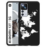 Hoesje Zwart geschikt voor Xiaomi 12T/12T Pro - World Map