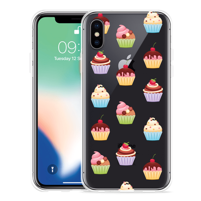 Cazy Hoesje geschikt voor iPhone X - Cupcakes