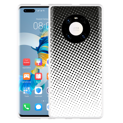 Cazy Hoesje Zwart geschikt voor Huawei Mate 40 Pro - Zwart Witte Cirkels