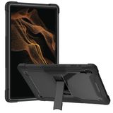 Full Body Shockproof Hoes geschikt voor Samsung Galaxy Tab S8 Ultra - Inclusief Penhouder - Anti-stofpluggen - Zwart