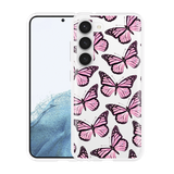 Hoesje geschikt voor Samsung Galaxy S23 Roze Vlinders
