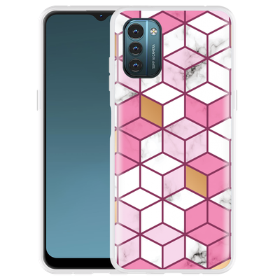 Cazy Hoesje geschikt voor Nokia G11/G21 - Pink White Marble