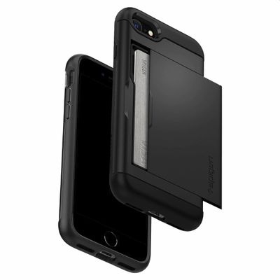 Spigen Hoesje geschikt voor iPhone SE 2022/2020 - Slim Armor CS - Zwart