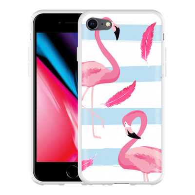 Cazy Hoesje geschikt voor iPhone 8 - Flamingo Feathers