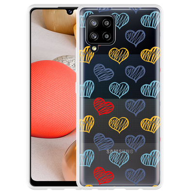 Cazy Hoesje geschikt voor Samsung Galaxy A42 - Doodle hearts