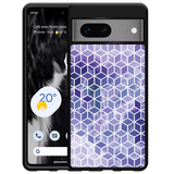 Hardcase hoesje geschikt voor Google Pixel 7 - Paars Hexagon Marmer